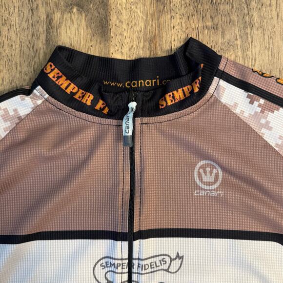 US Marines Cycling Jersey Canari Eagle Anchor Globe Full Zip Camo Men's Large - Picture 5 of 9